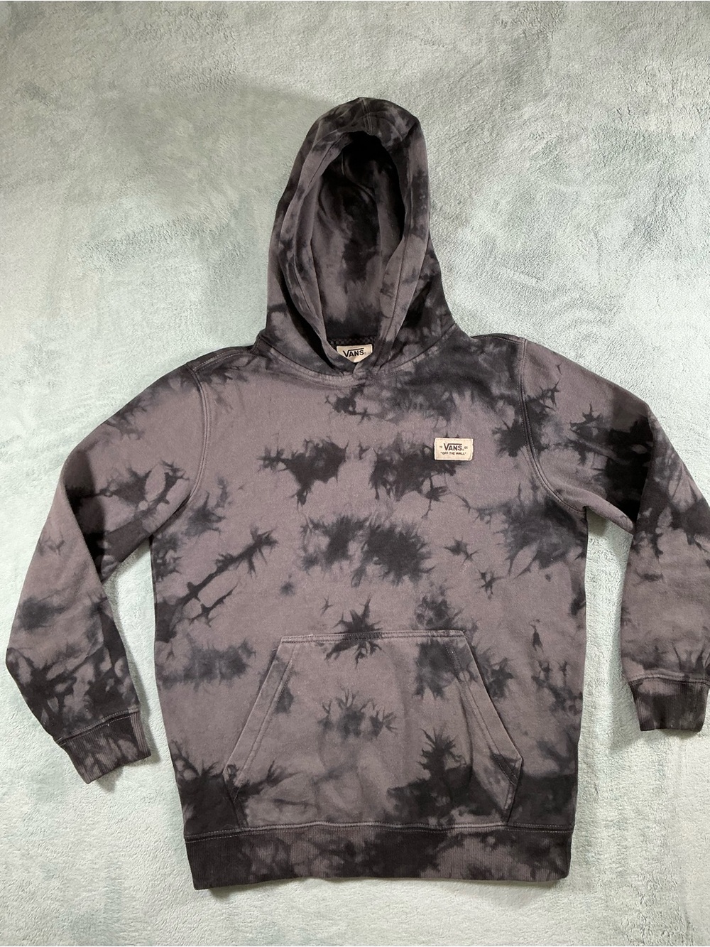 Vans Kids Tie Dye Hoodie Gray Black Pullover Fleece Pocket Size Medium